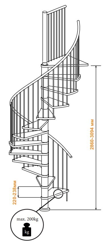 Винтовая лестница Spiral Color диаметр 120 см, бук Винтовая лестница Spiral Color диаметр 120 см, бук